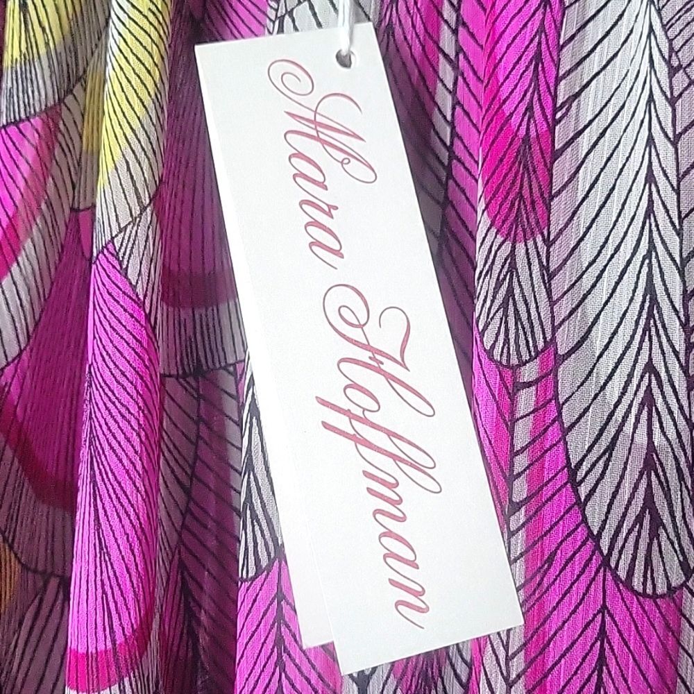 NWT Mara Hoffman Feather Pink Peacock Sheer Long Beach Swim Cover Up Sexy Boho - Picture 4 of 12
